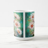 Daisies Impressionistic Floral Teal Personalized Koffiemok (Center)