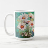 Daisies Impressionistic Floral Teal Personalized Koffiemok (Links)