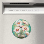 Daisies Impressionistic Floral Teal Personalized Magneet (Insitu (Vaatwasser))
