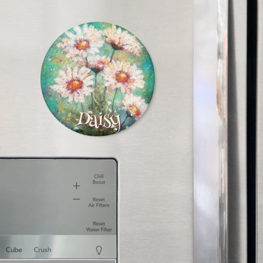 Daisies Impressionistic Floral Teal Personalized Magneet (Insitu (Koelkast))
