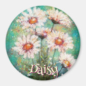 Daisies Impressionistic Floral Teal Personalized Magneet (Voorkant)