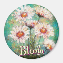 Daisies Impressionistic Floral Teal Personalized Magneet