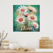 Daisies Impressionistic Floral Teal Personalized Poster (Keuken)