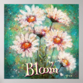 Daisies Impressionistic Floral Teal Personalized Poster (Voorkant)