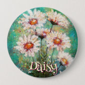 Daisies Impressionistic Floral Teal Personalized Ronde Button 4,0 Cm (Voorkant)