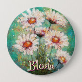 Daisies Impressionistic Floral Teal Personalized Ronde Button 4,0 Cm (Voorkant)
