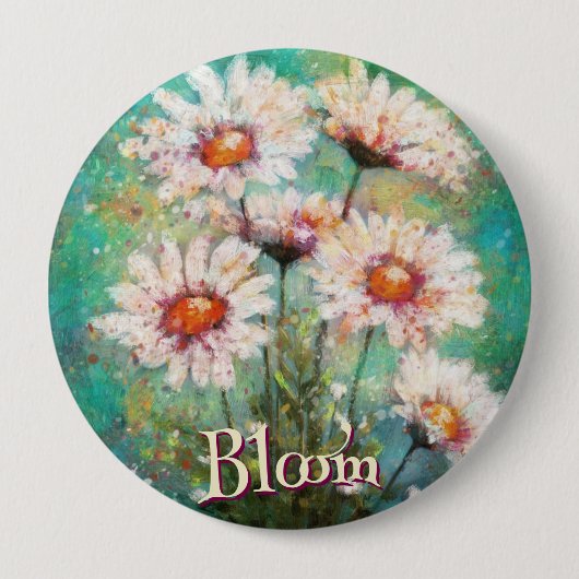 Daisies Impressionistic Floral Teal Personalized Ronde Button 4,0 Cm (Voorkant)