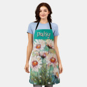 Daisies Impressionistic Floral Teal Personalized Schort (Gedragen)