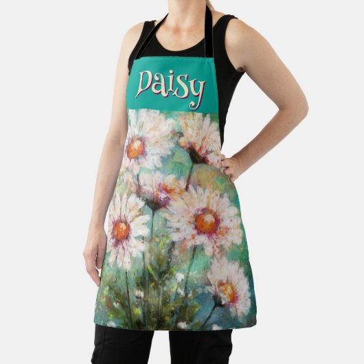 Daisies Impressionistic Floral Teal Personalized Schort (Insitu)