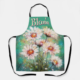 Daisies Impressionistic Floral Teal Personalized Schort