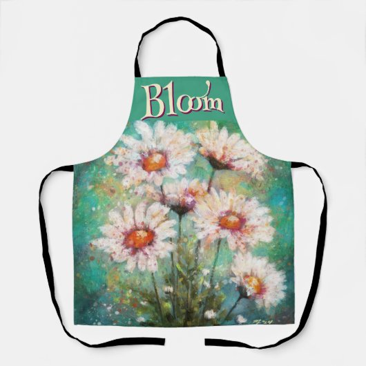 Daisies Impressionistic Floral Teal Personalized Schort (Voorkant)