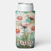 Daisies Impressionistic Floral Teal Personalized Seltzer Blikjeskoeler (Seltzer Achterkant)