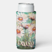 Daisies Impressionistic Floral Teal Personalized Seltzer Blikjeskoeler (Seltzer Voorkant)