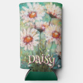 Daisies Impressionistic Floral Teal Personalized Seltzer Blikjeskoeler (Voorkant)