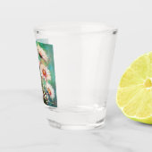 Daisies Impressionistic Floral Teal Personalized Shot Glas (Rechts)
