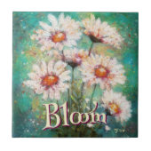 Daisies Impressionistic Floral Teal Personalized Tegeltje (Voorkant)