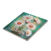 Daisies Impressionistic Floral Teal Personalized Tegeltje (Zijkant)