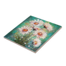 Daisies Impressionistisch Bloemenschilderij Blauwg