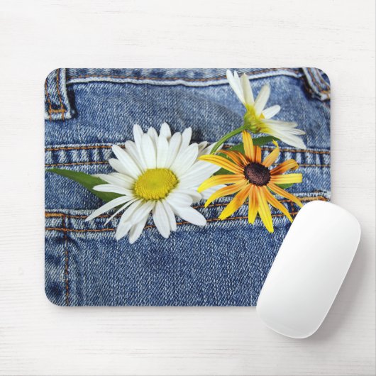 Daisies in Blue Jean Pocket Muismat (Met muis)