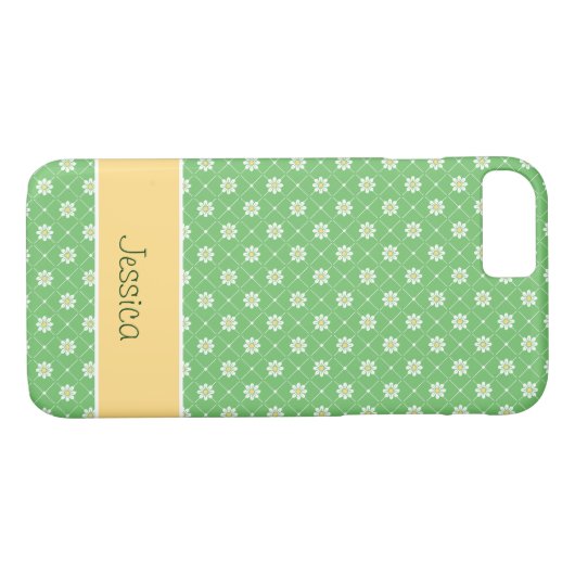 Daisies in een diamantpatroon op groen Case-Mate iPhone case (Achterkant (Horizontaal))