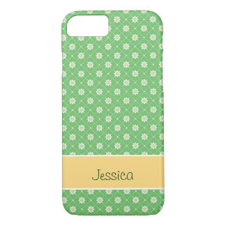Daisies in een diamantpatroon op groen Case-Mate iPhone case