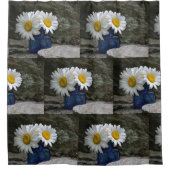 Daisies in een kobaltinkput douchegordijn (Voorkant)