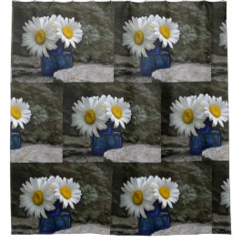Daisies in een kobaltinkput douchegordijn