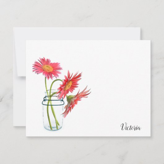 Daisies in een Mason Jar Personalized Note Cards Notitiekaartje (Voorkant)