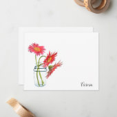 Daisies in een Mason Jar Personalized Note Cards Notitiekaartje (Voorkant / Achterkant in situ)