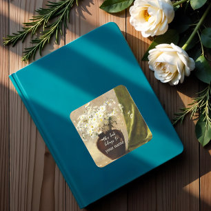 Daisies in een vaas, Paul Fisher Bookplate Vierkante Sticker