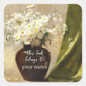 Daisies in een vaas, Paul Fisher Bookplate Vierkante Sticker (Voorkant)