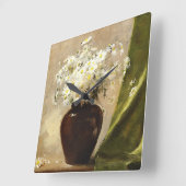 Daisies in een vaas, Paul Fisher Vierkante Klok (Hoek)