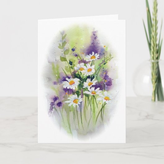 Daisies in Heather Greeting Card Kaart (Voorkant)