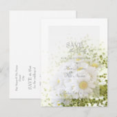 Daisies in Love-Editable Wedding Bouquet Aankondigingskaart (Voorkant / Achterkant)