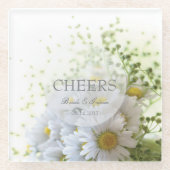 Daisies in Love-Editable Wedding Bouquet Glazen Onderzetter (Voorkant)