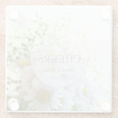 Daisies in Love-Editable Wedding Bouquet Glazen Onderzetter (Achterkant)