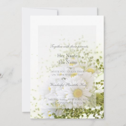 Daisies in Love-Editable Wedding Bouquet Kaart (Voorkant)