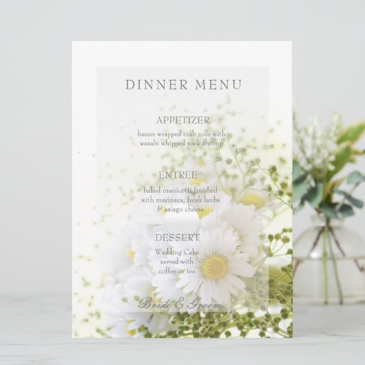 Daisies in Love-Editable Wedding Bouquet menu (Staand voorkant)