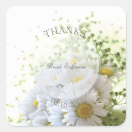 Daisies in Love-Editable Wedding Bouquet Vierkante Sticker