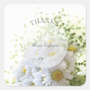 Daisies in Love-Editable Wedding Bouquet Vierkante Sticker