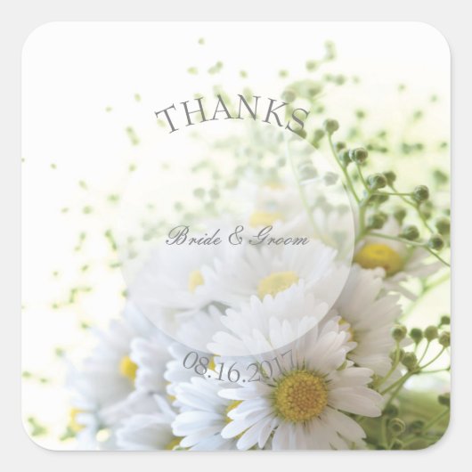 Daisies in Love-Editable Wedding Bouquet Vierkante Sticker (Voorkant)