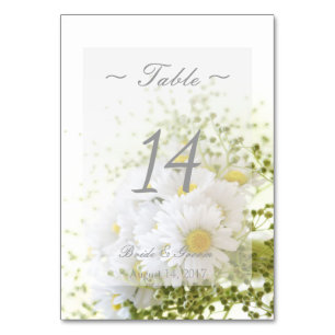 Daisies in Love- Floral Wedding Table Number Kaart