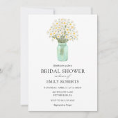 Daisies in Mason Jar Bridal Douche uitnodiging (Voorkant)