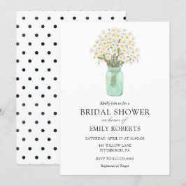 Daisies in Mason Jar Bridal Douche uitnodiging