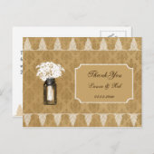 Daisies in Mason Jar, Burlap bruiloft Dank u Briefkaart (Voorkant / Achterkant)