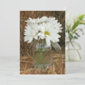 Daisies in Mason Jar Hay - Land / Barn Wedding Kaart (Staand voorkant)