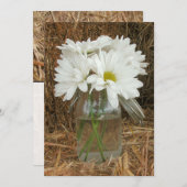 Daisies in Mason Jar Hay - Land / Barn Wedding Kaart (Voorkant / Achterkant)