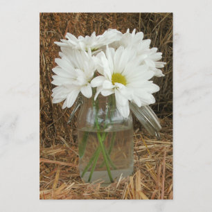 Daisies in Mason Jar Hay - Land / Barn Wedding Kaart
