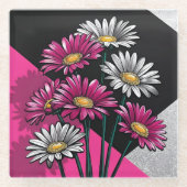 Daisies in Pink and White  Glazen Onderzetter (Voorkant)