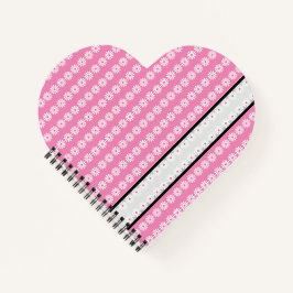 Daisies in strepen op chic French roze balck gray Notitieboek